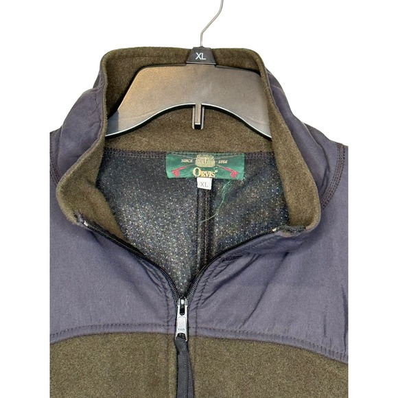 Orvis Men's Jacket Outdoor‎ Vtg. 90's Fleece Colorblock Quarter Zip Green XL - Picture 2 of 9